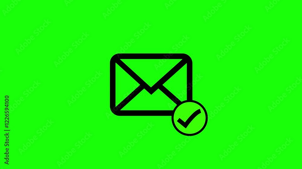 message icon animation on neon. neon Email icon with check sign indicates message status. neon message icon in animation video.