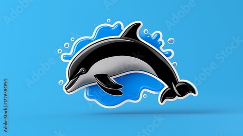 Playful Pixel Art Dolphin Leaping Through Blue Water Splash