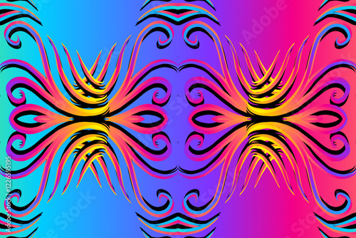  gradient flower and leaf art pattern of indonesian culture traditional tenun batik ethnic dayak ornament for wallpaper ads