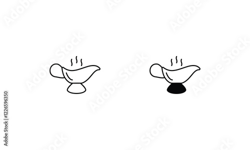 Gravy boat icon set line and glyph vector illustration