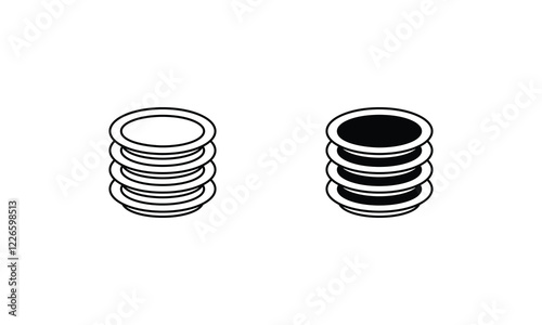 Dinner plates icon set line and glyph vector illustration