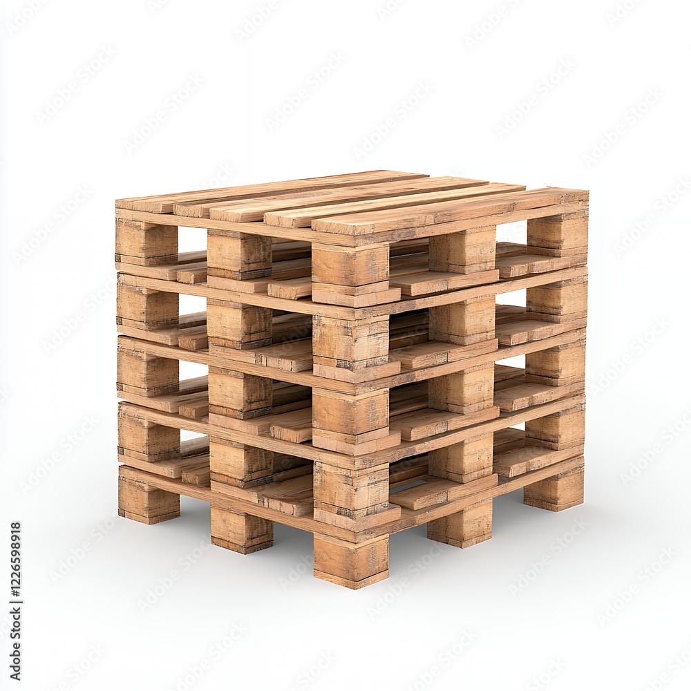 Cubical Stack of Wooden Pallets Isolated on White Background Ideal for Industrial and Commercial Uses Cubical Stack of Wooden Pallets Isolated on White Background Ideal for Industrial and Commercial Uses