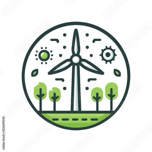 Wind turbine vector illustration
