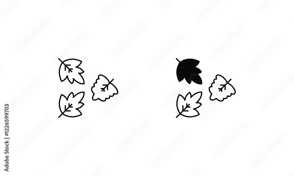 Fall leaves icon set line and glyph vector illustration