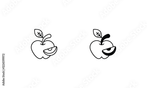 Apple icon set line and glyph vector illustration