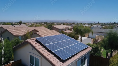 Wallpaper Mural Residential neighborhood with solar panels installed on rooftops during a sunny day Torontodigital.ca