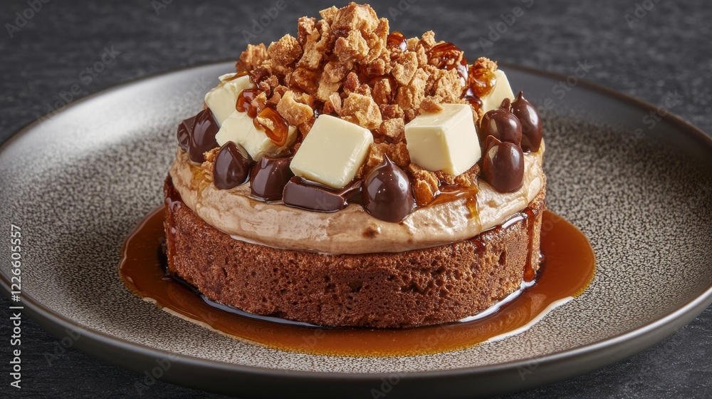 Decadent Chocolate Cake with Caramel and Crispy Toppings Decadent Chocolate Cake with Caramel and Crispy Toppings