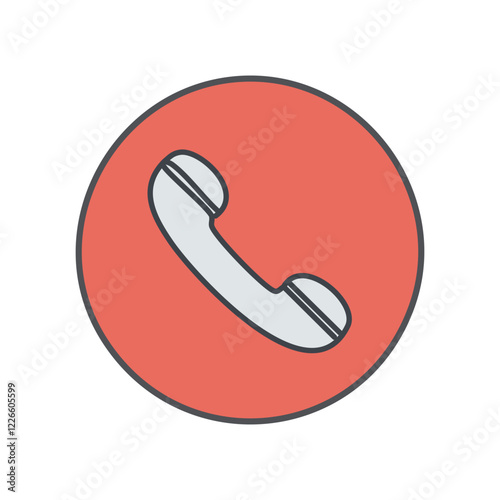 Telephone receiver icon. Flat color design. Vector Illustration.