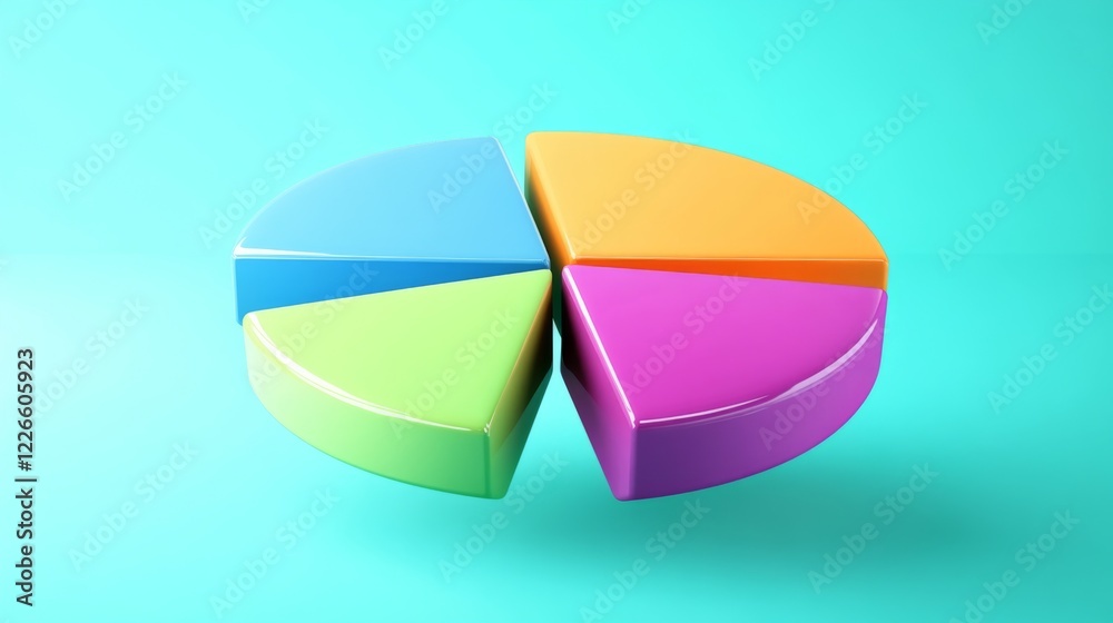 Obraz premium D pie chart segments floating in mid-air, bright background, business concept