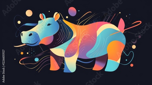 Vibrant abstract hippo illustration digital art creative design environment playful viewpoint photo