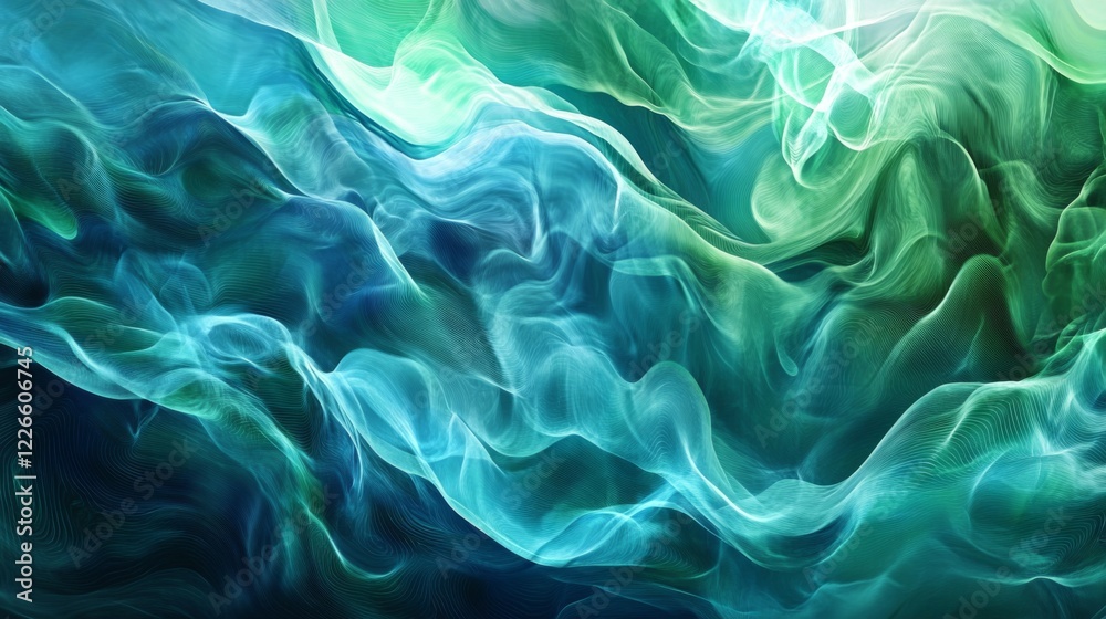 Abstract digital waves in shades of blue and green, representing data flow and technology Abstract digital waves in shades of blue and green, representing data flow and technology