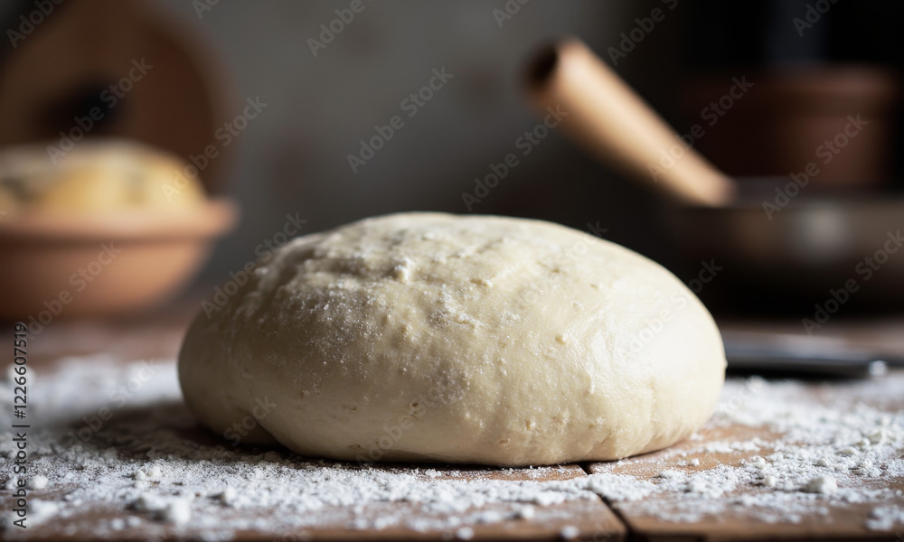 Dough slowly rising in a warm kitchen Dough slowly rising in a warm kitchen