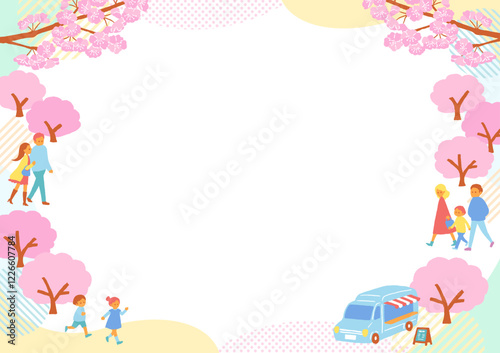 frame of people going out in spring