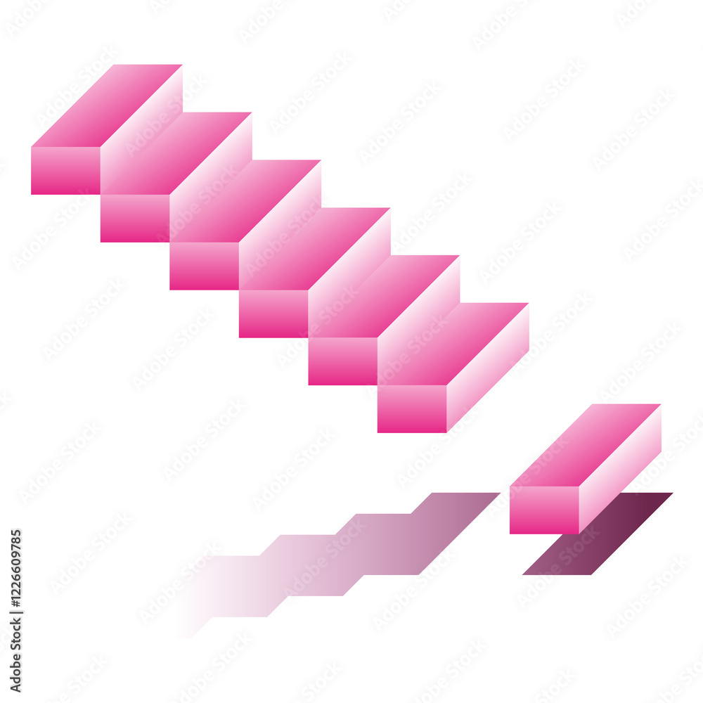 Fototapeta premium PNG Pink gradient 3D staircase illustration, transparent background