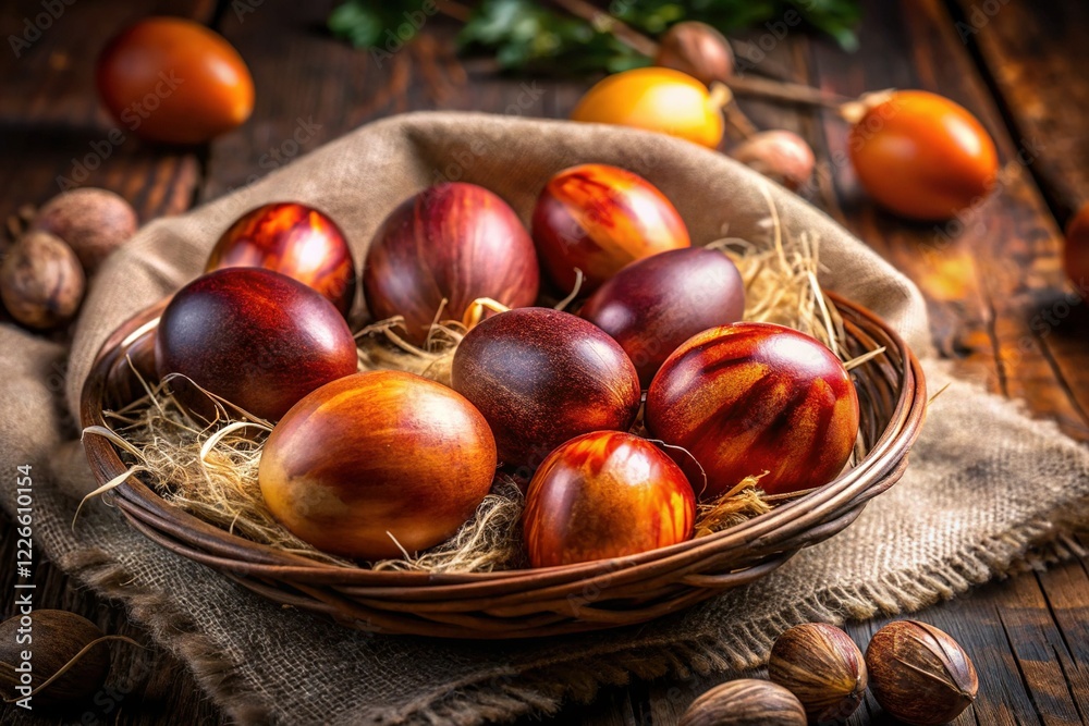Rustic Easter Eggs: Onion Skin Dyed, Traditional Spring Holiday Symbol Rustic Easter Eggs: Onion Skin Dyed, Traditional Spring Holiday Symbol
