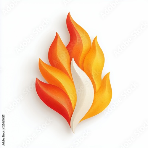 Abstract Flame Illustration:  Orange, Yellow, and White Layered Design