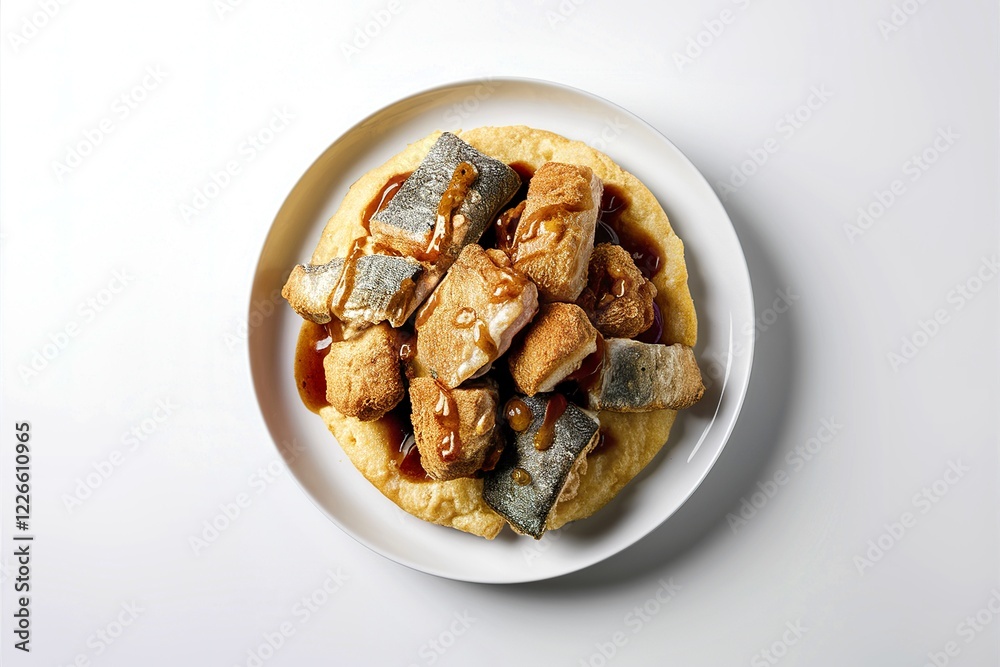 A delectable plate of fried fish and polenta A delectable plate of fried fish and polenta