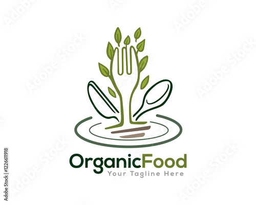 organic food vegan logo design template illustration inspiration