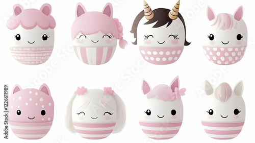 Cute pastel animal bath bombs, studio shot, white background, girl's bath time photo