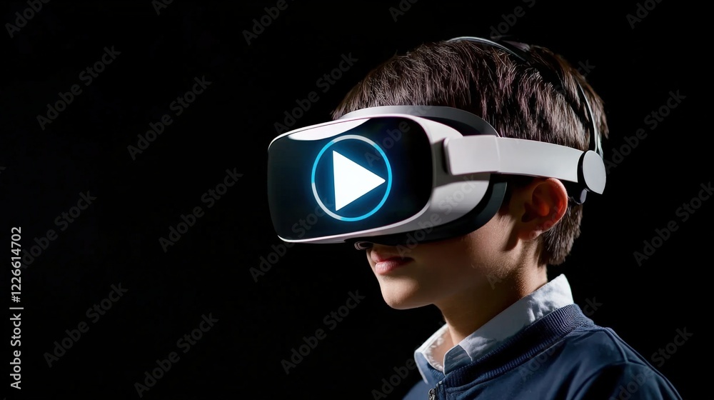 Virtual reality experience engaging young learners home environment digital content innovative technology close-up view educational concepts Virtual reality experience engaging young learners home environment digital content innovative technology close-up view educational concepts