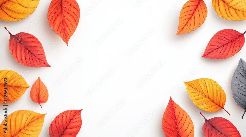 Obraz premium Colorful Autumn Leaves on White Background for Seasonal Themes