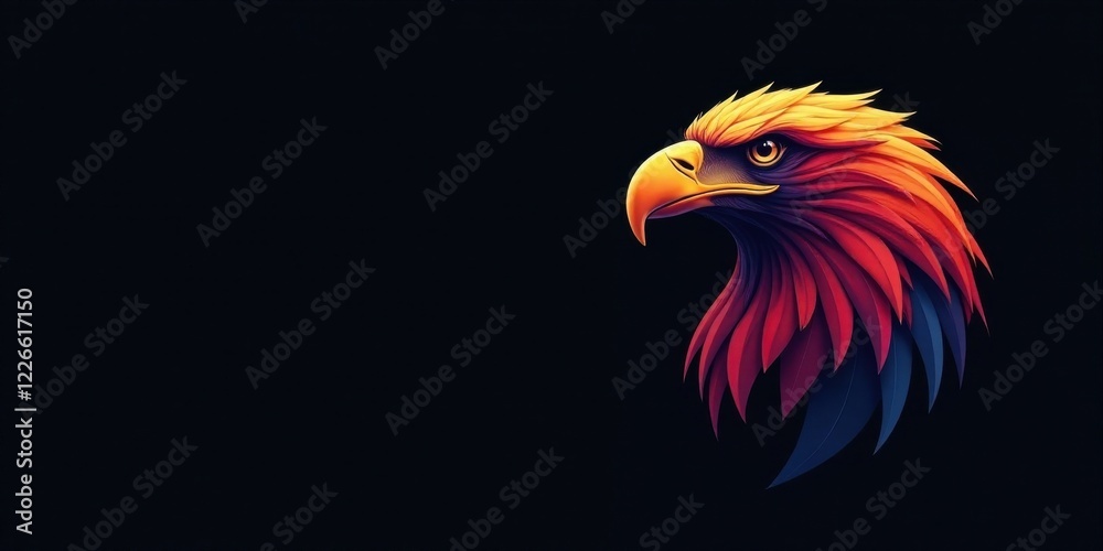 Obraz premium Stylized Eagle Profile A Vibrant, Abstract Headshot in Warm Hues Against a Dark Background