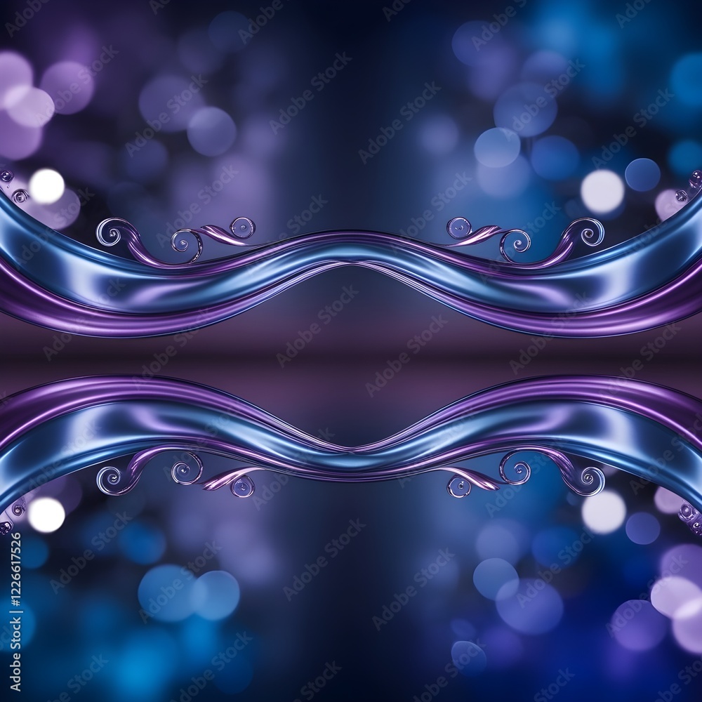 A flowing, symmetrical design features swirling purple and blue hues, creating a sense of motion and elegance. Soft bokeh lights in the background add depth and a dreamy ambiance to the scene. A flowing, symmetrical design features swirling purple and blue hues, creating a sense of motion and elegance. Soft bokeh lights in the background add depth and a dreamy ambiance to the scene.