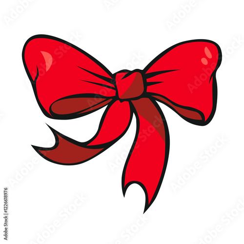 Red bow with ribbon, Red tape for Valentines Day photo