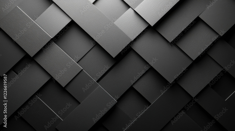 Textured black geometric background with layered patterns and depth