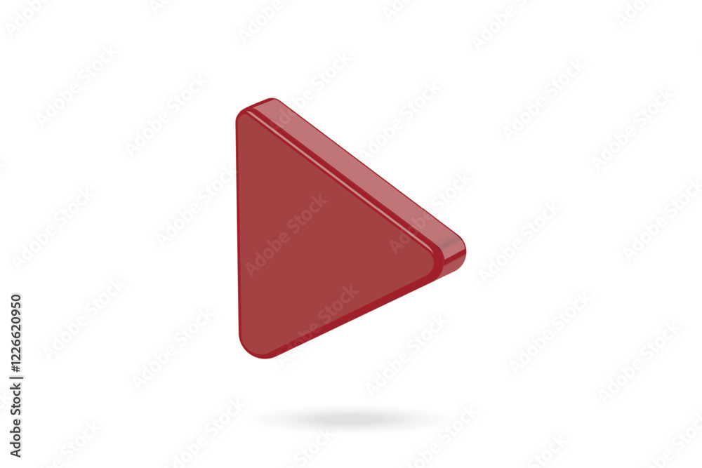 Red 3D Play Button Icon Isolated Red 3D Play Button Icon Isolated