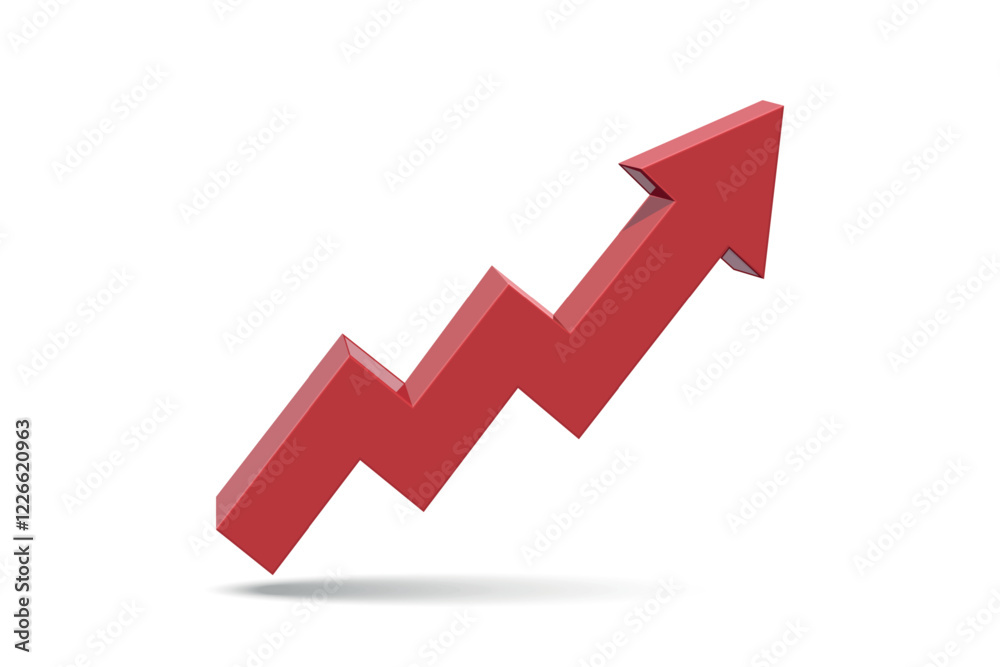 Zigzag Red 3D Upward Arrow Symbol Zigzag Red 3D Upward Arrow Symbol