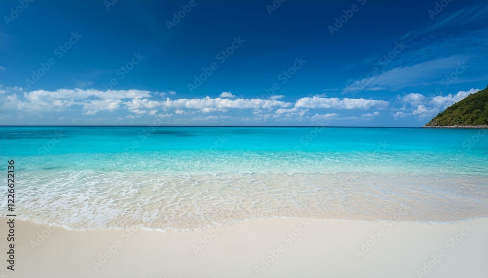 Beautiful tropical beach with palm trees, sunset beach seascape, design template for travel banner. Beautiful tropical beach with palm trees, sunset beach seascape, design template for travel banner.
