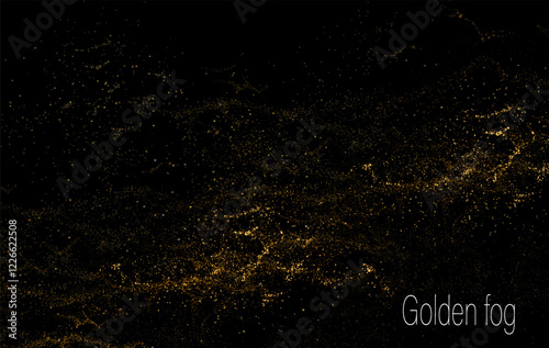 Isolated illustration of golden shade, wavy tinsel fog, design element.