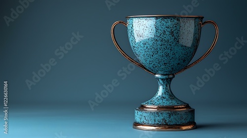 High-resolution photo of an elegant silver trophy with a wide base isolated on a pale gray gradient background photo