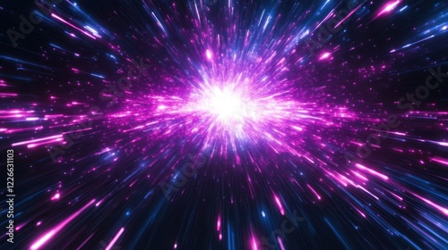 Wallpaper Mural Purple blue cosmic burst, space travel, starfield background, energy, VFX Torontodigital.ca