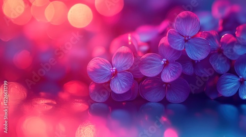 Purple flowers bokeh background, romantic mood