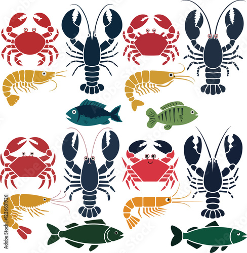 vector illustration of the sea fish on a white background.