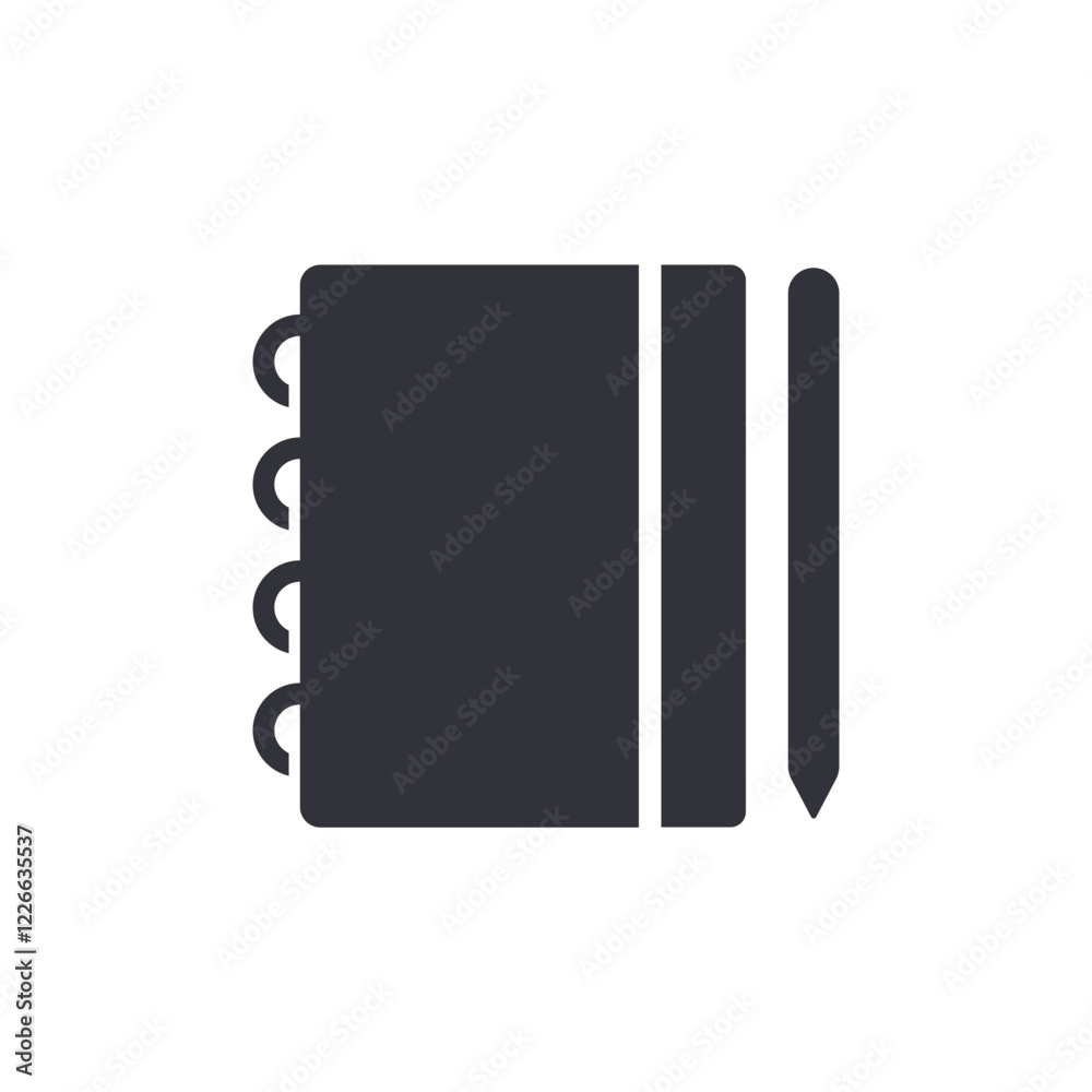 Fototapeta premium Notebook solid icons, minimalist vector illustration ,simple transparent graphic element .Isolated on white background