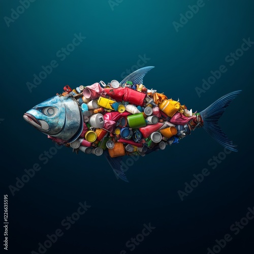 Environmental action ocean pollution awareness underwater world digital art marine life fish concept photo