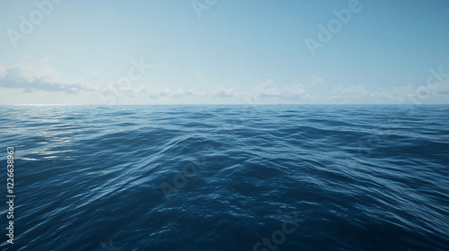 Tranquil ocean view under a clear sky with gentle waves, perfect for relaxation and nature themes