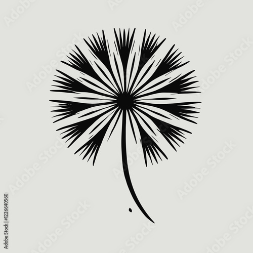 Dandelion Silhouette in black on a white background