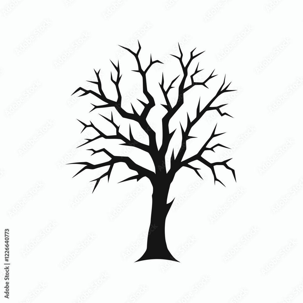 Fototapeta premium Dead Tree Silhouette in black on a white background