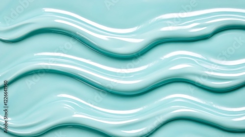 Abstract Wavy Lines Of Light Teal Cream