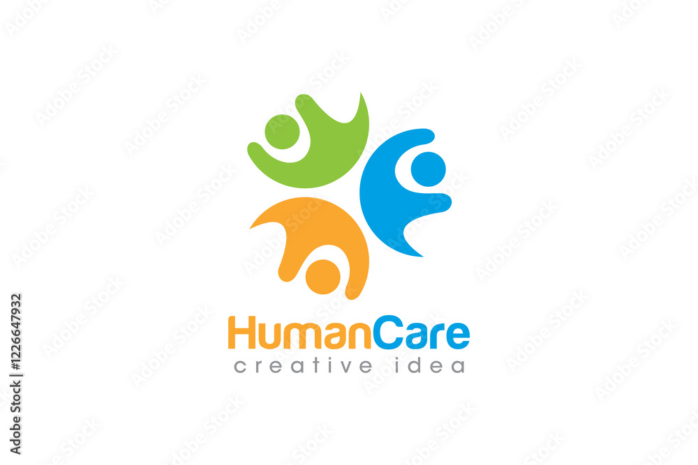 Obraz premium Creative People Care Concept Logo Design Template
