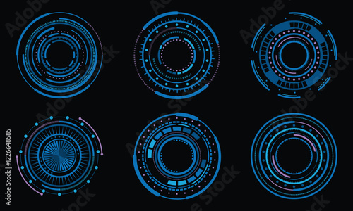 Collection of circle futuristic technology frame