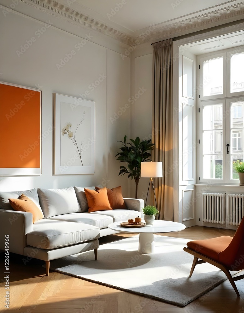 Fototapeta premium Modernes skandinavisches Interieur in einem Altbau