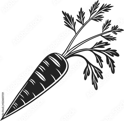 Black and White Carrot Silhouette Illustration