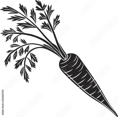 Black and White Carrot Silhouette Illustration