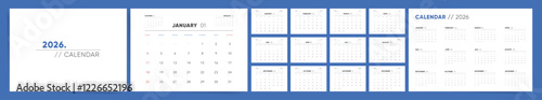 Calendar 2026, Calendar 2026 Sunday Start Corporate Design Template.
