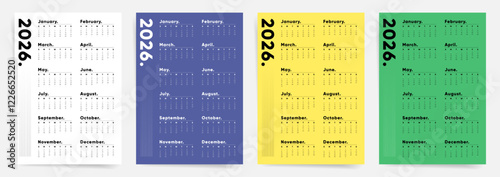 Calendar 2026, Calendar 2026 Week Starts Sunday One Page A4 Colorful Modern Design Planner Template.
